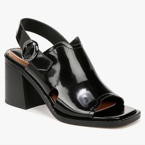 BNWOT FRANCO SARTO Black Slingback Block Heel Peep Toe Sandals